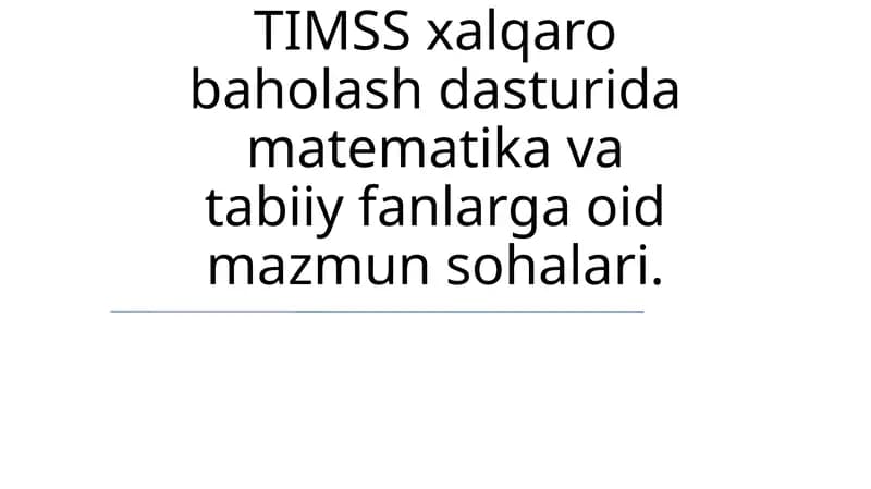 TIMSS xalqaro baholash dasturi