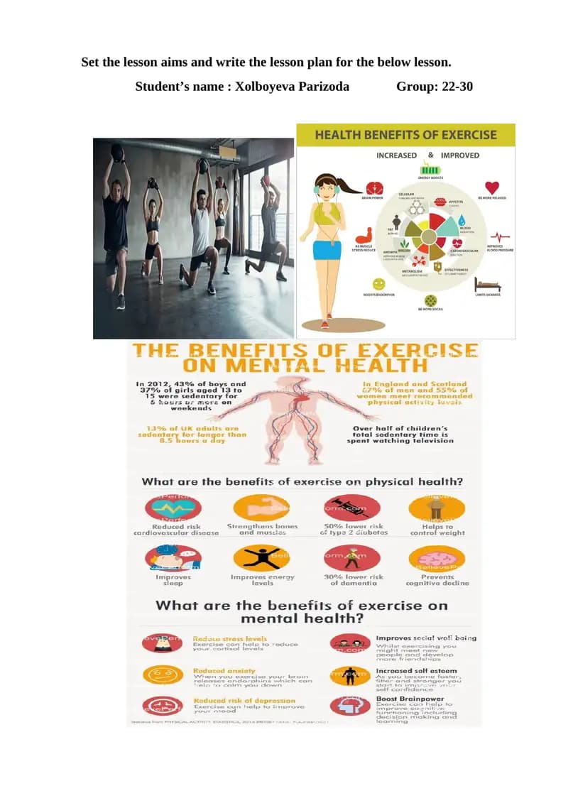 Explaining exercise benefits lesson plan