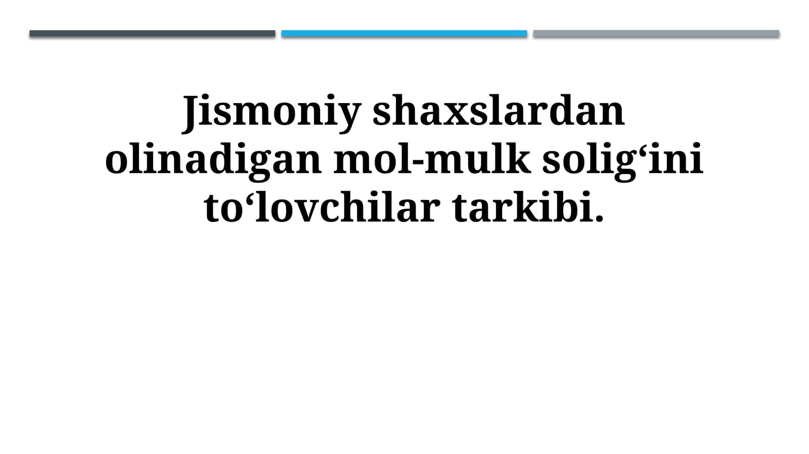 Jismoniy shaxslardan olinadigan mol-mulk soligʻini to‘lovchilar tarkibi