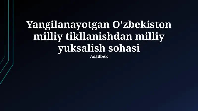 Milliy Tiklanishdan Milliy Taraqqiyot