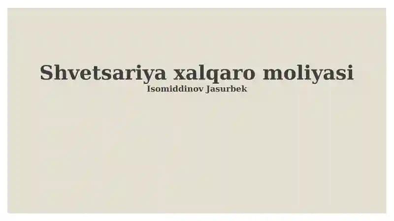 Shvetsariya xalqaro moliyasi