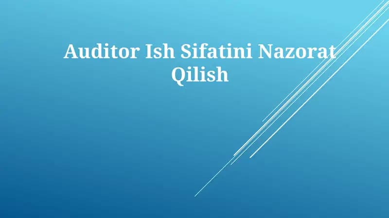Auditor Ish SifatiniNazoratQilish