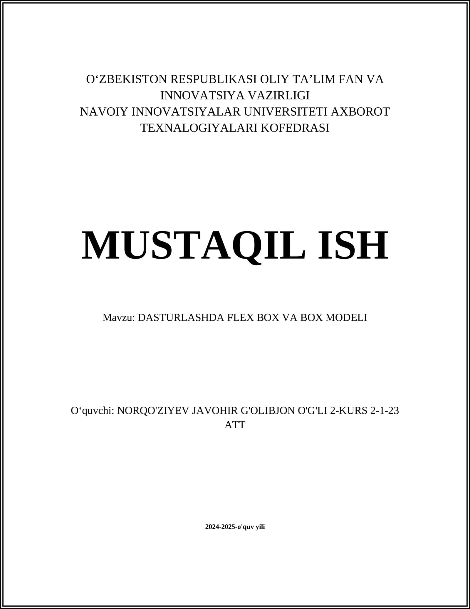 DASTURLASHDA FLEX BOX VA BOX MODELI