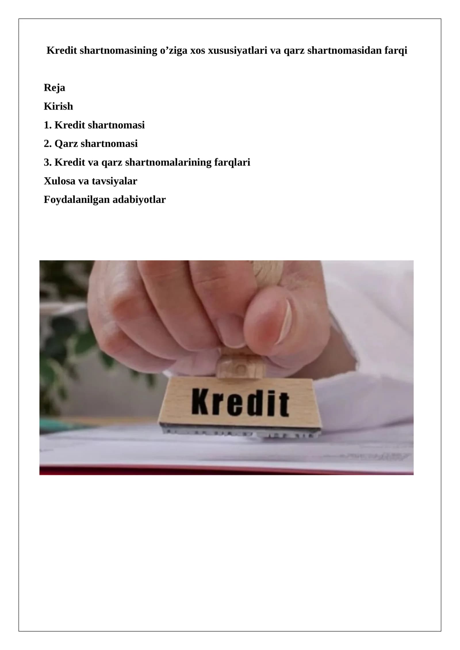Xulosa va tavsiyalar