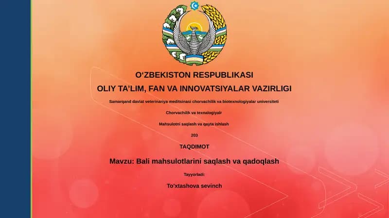Bali mahsulotlarini saqlash va qadoqlash