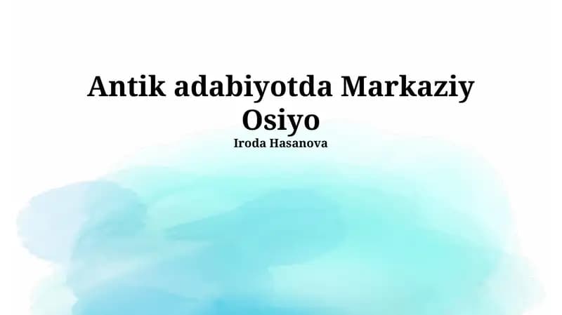 Antik adabiyotda Markaziy Osiyo