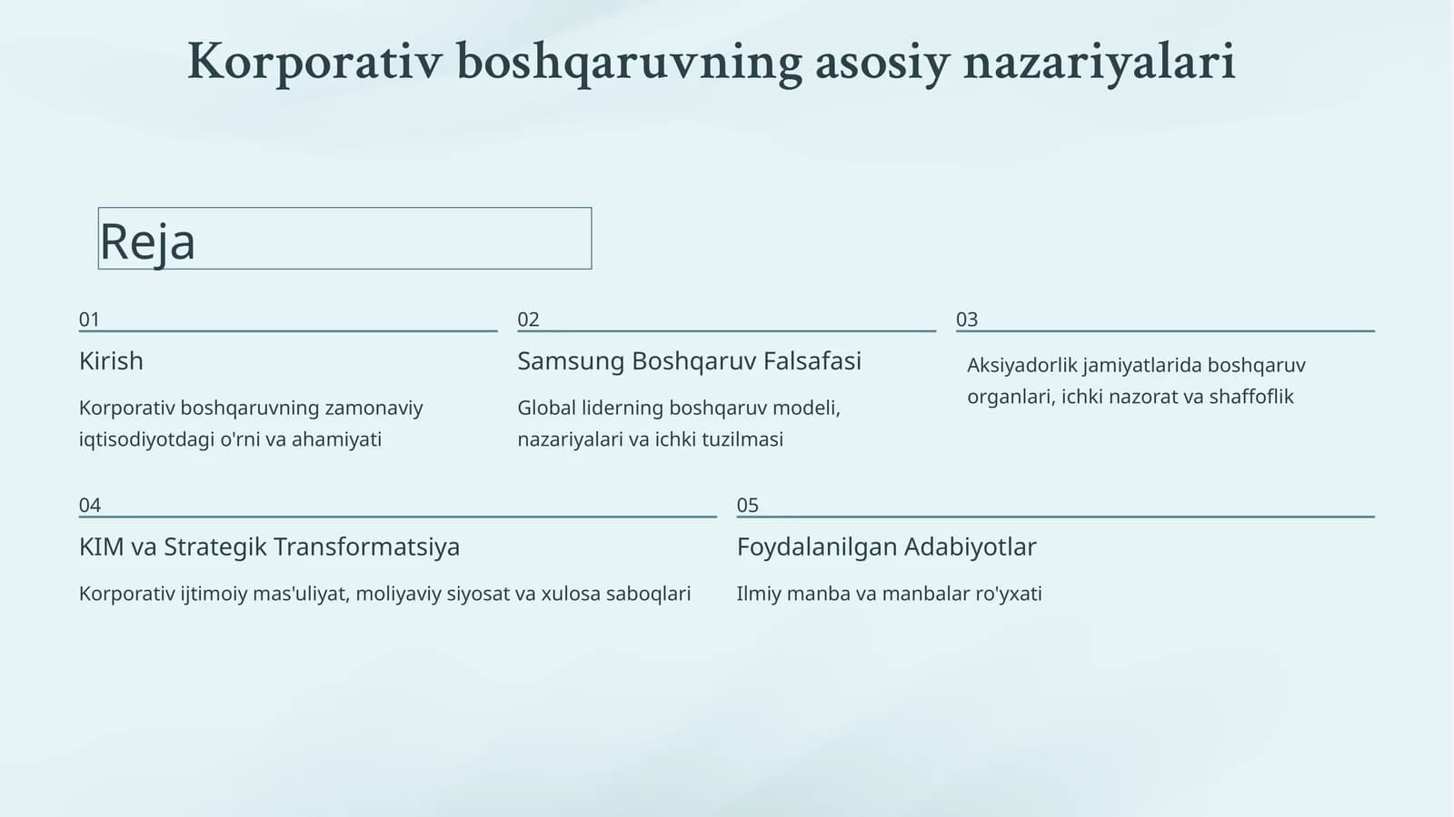 Korporativ boshqaruvning asosiy nazariyalari