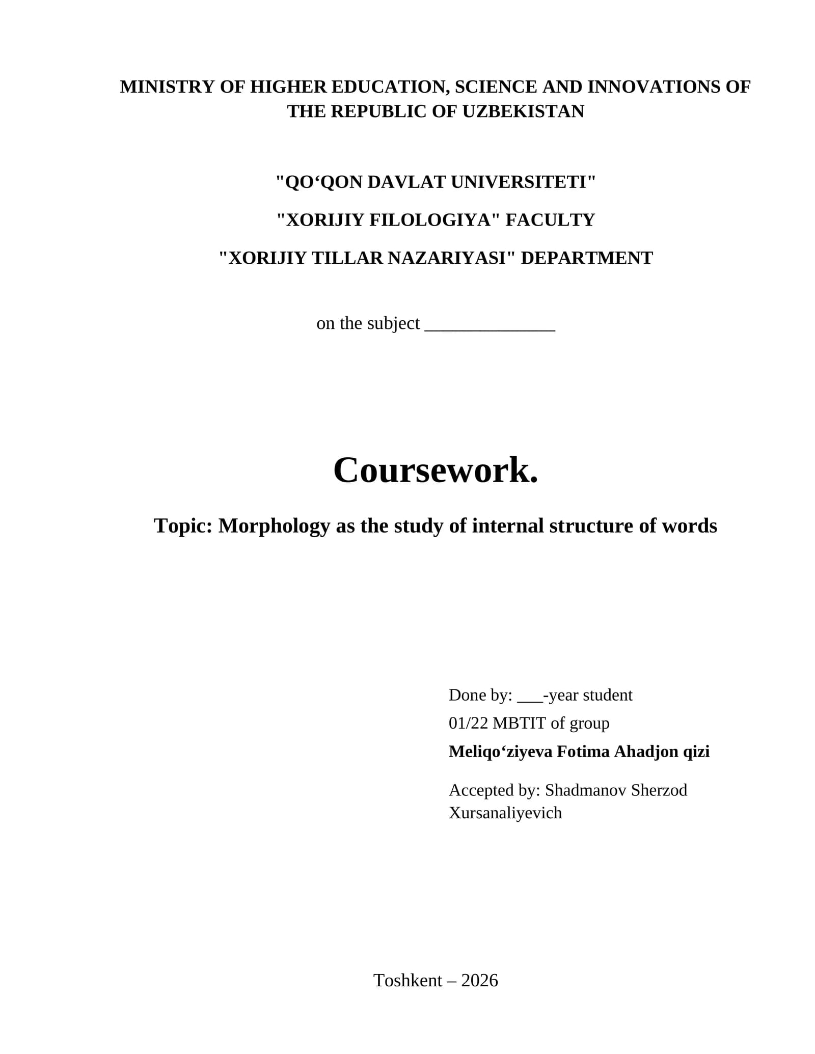 Morphology as the study of internal structure of words