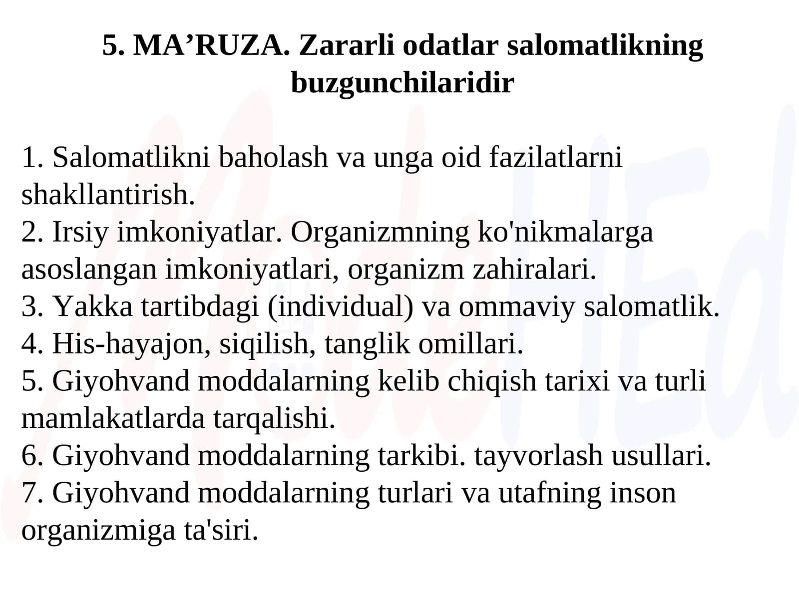Zararli odatlar salomatlikning buzgunchilaridir
