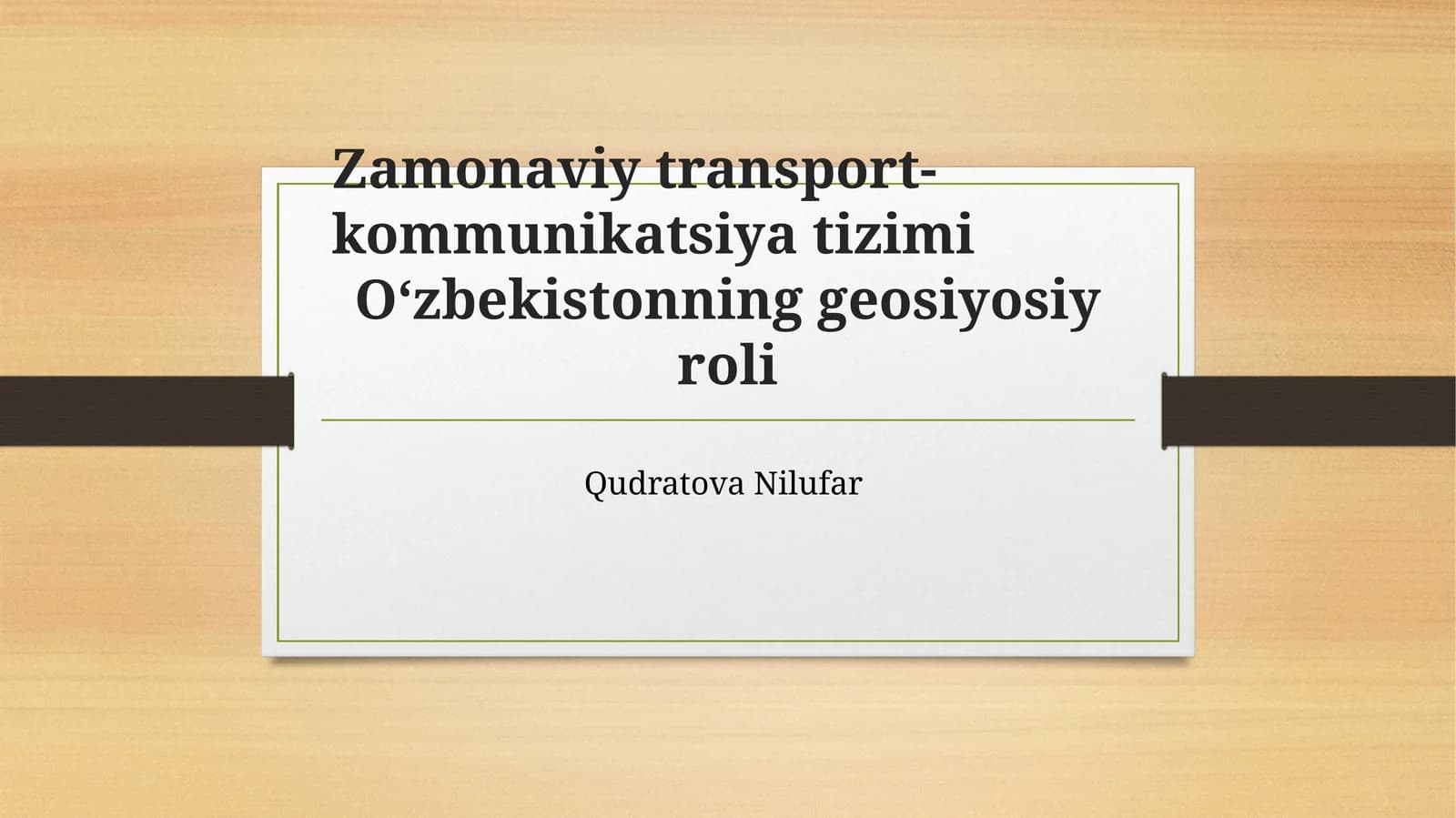 Zamonaviy transport-kommunikatsiya tizimi O‘zbekistonning geosiyosiy roli