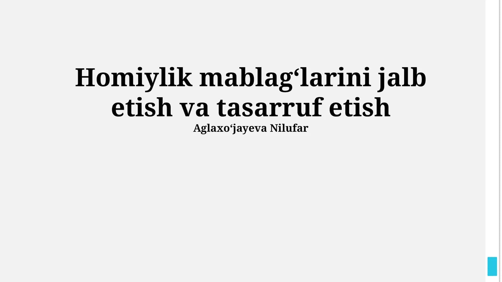 Homiylik mablagʻlarini jalb etish va tasarruf etish