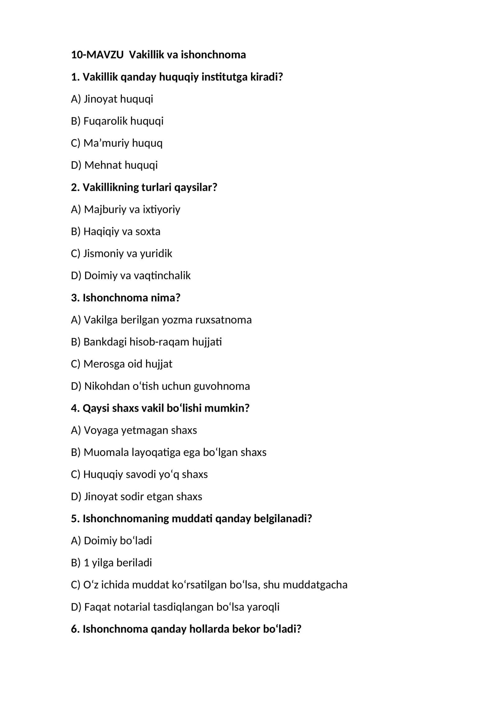 Vakillik va ishonchnoma