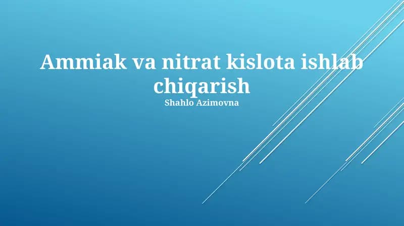 Ammiak va nitrat kislota ishlab chiqarish
