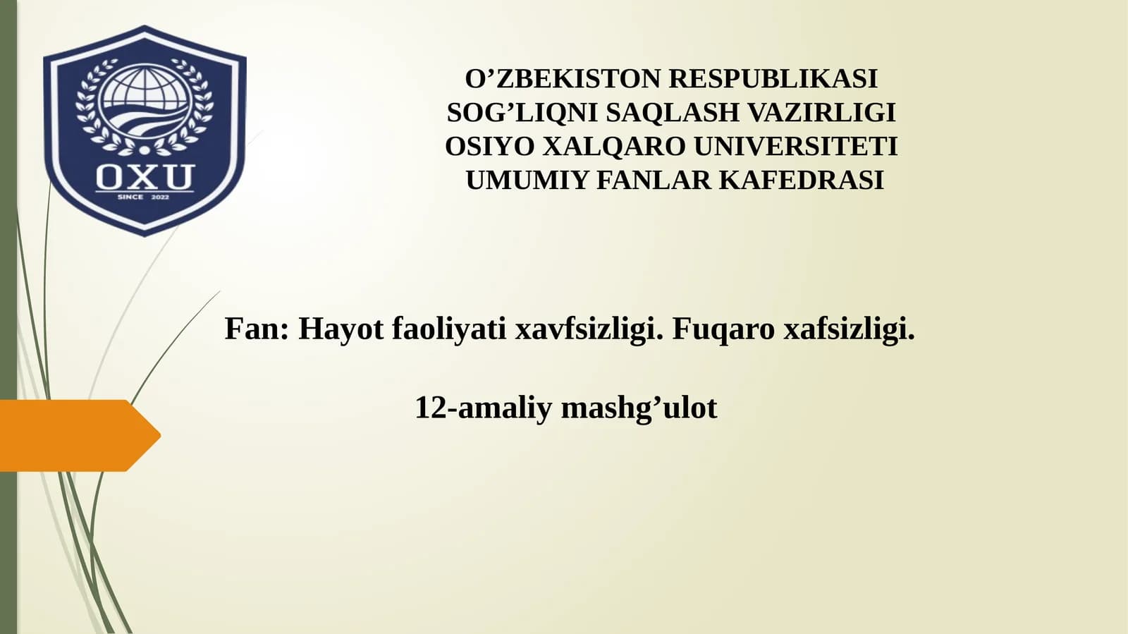 BAKTERIOLOGIK (BIOLOGIK) VOSITALAR BILAN ZARARLANGAN O‘CHOQDA EPIDEMIYAGA QARSHI CHORA-TADBIRLAR