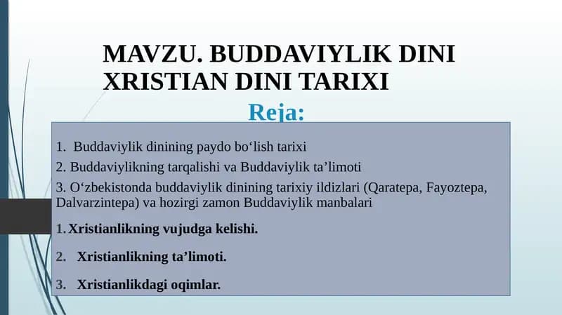 BUDDAVIYLIK DINIXRISTIAN DINI TARIXI