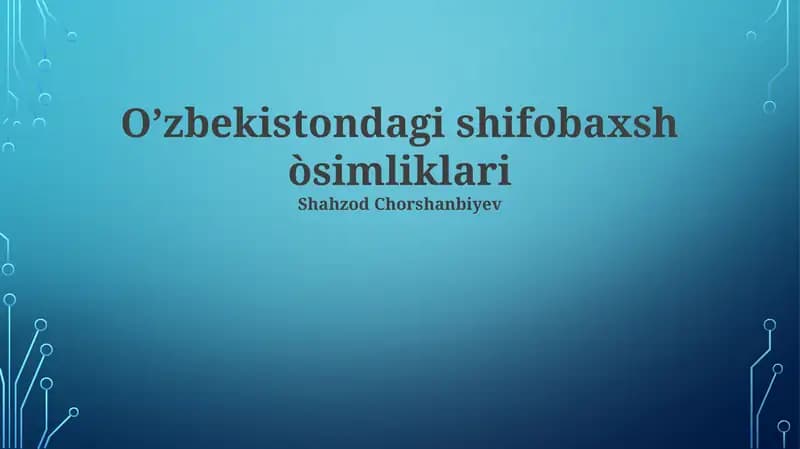 O’zbekistondagi shifobaxsh òsimliklari
