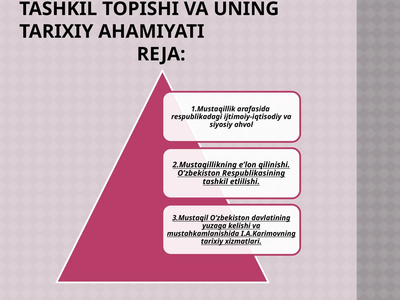 O’zbekiston respublikasining tashkil topishi va uning tarixiy ahamiyati
