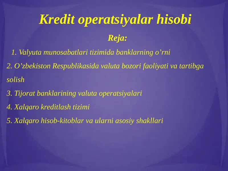 Kreditoperatsiyalar hisobi