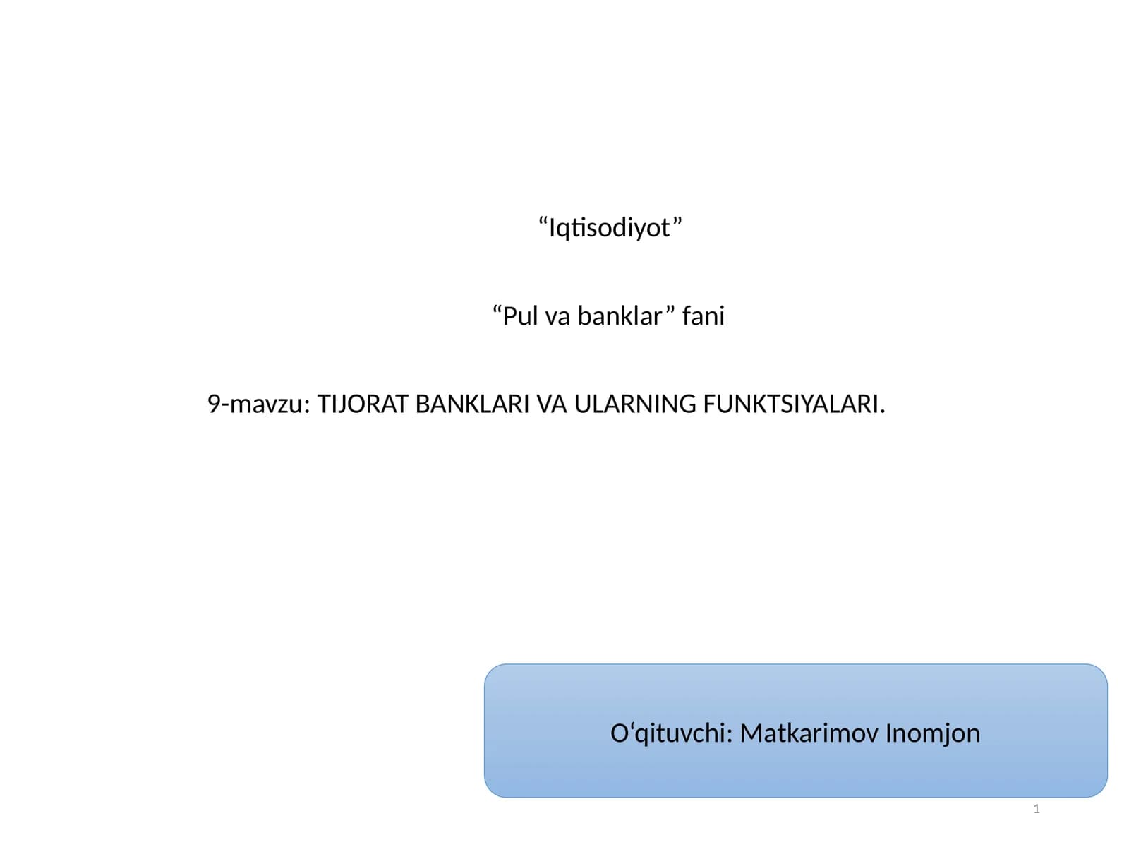 Pul va banklar fani