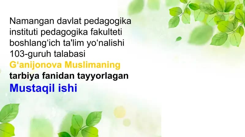 Jamoani shakllantirishning istiqbol rejalari