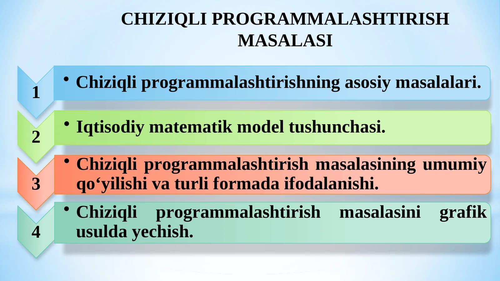 Chiziqli programmalashtirish masalasi