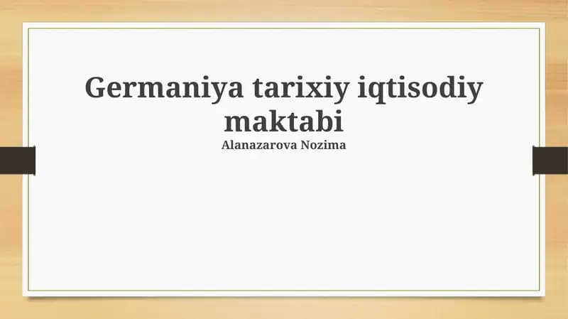 Germaniya tarixiy iqtisodiy maktabi