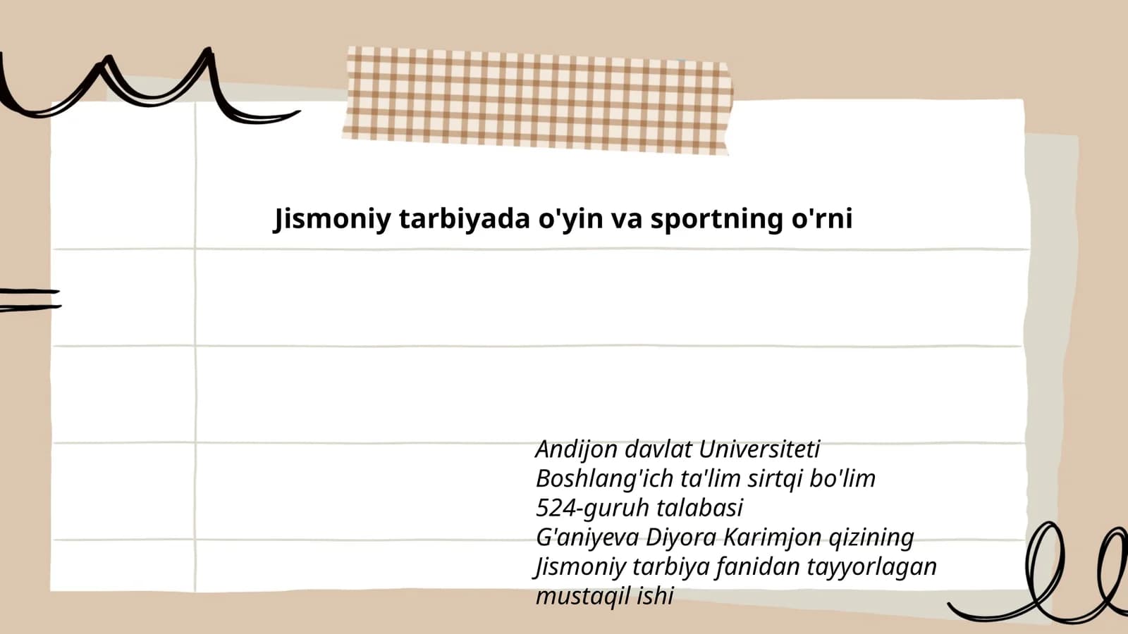 Jismoniy tarbiyada o'yin va sportning o'rni