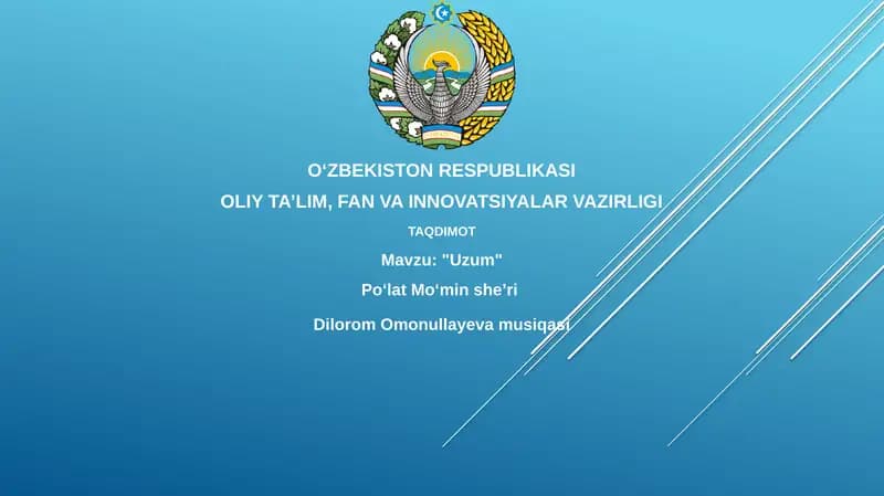 "Uzum" Poʻlat Moʻmin sheʼri
