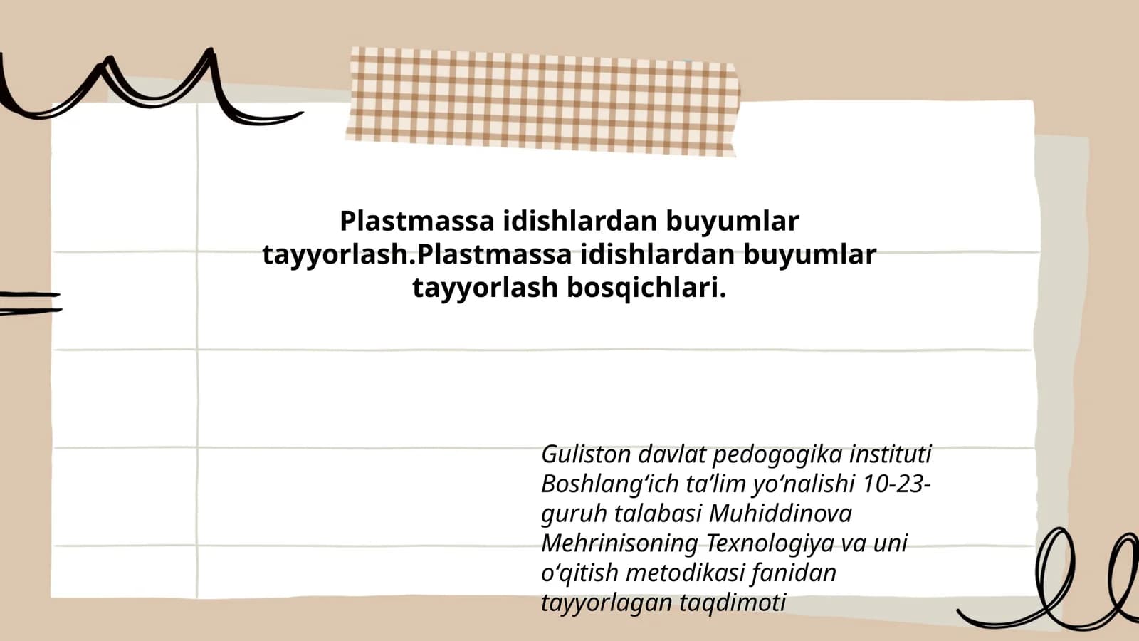 Texnologiya va uni oʻqitish metodikasi