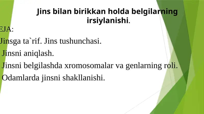 Jins bilan birikkan holda belgilarning  irsiylanishi.