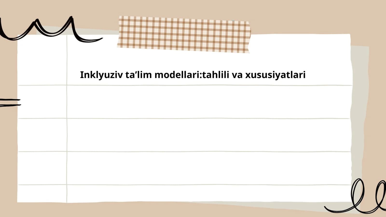 Inklyuziv taʼlim modellari:tahlili va xususiyatlari