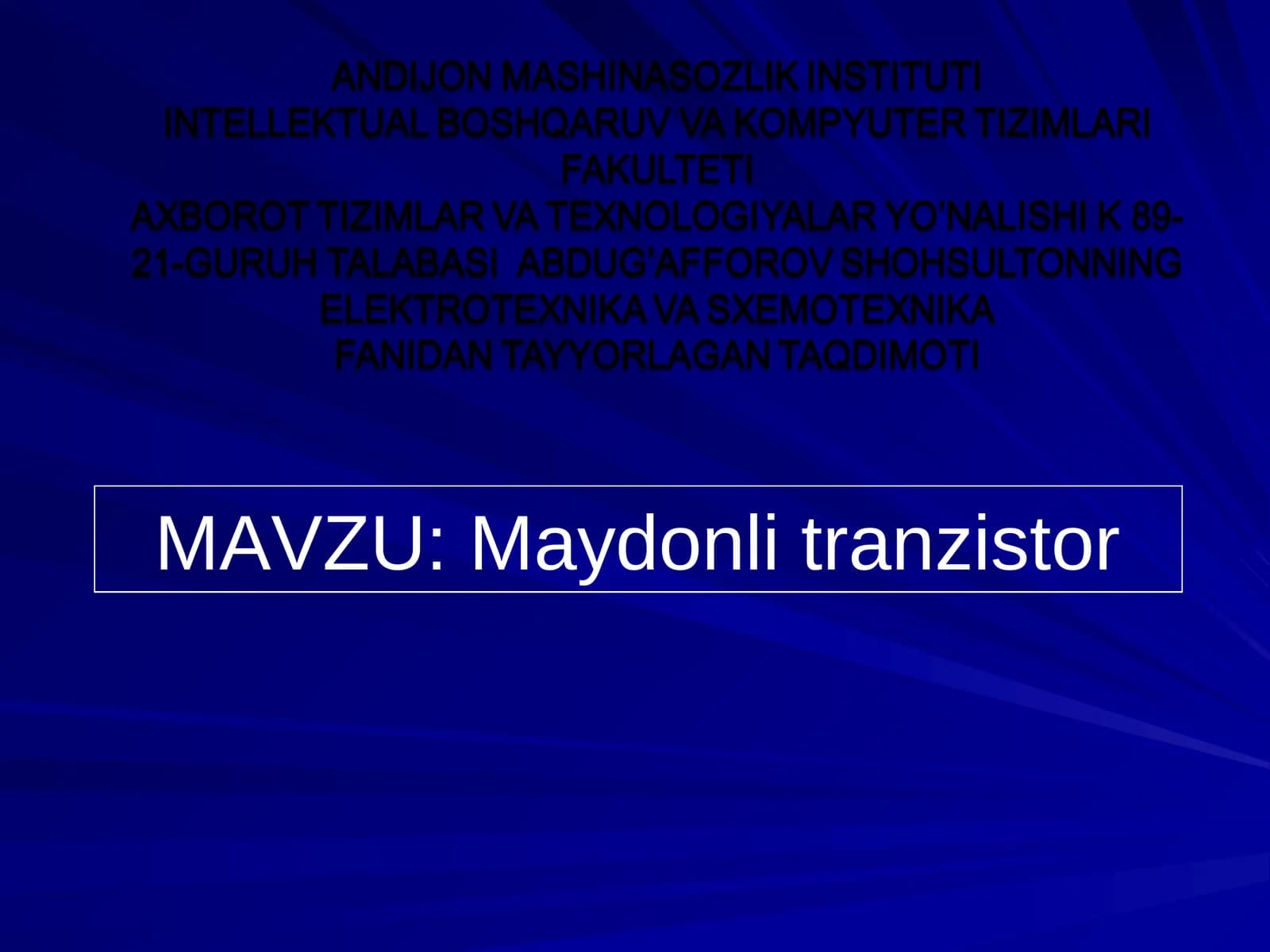 Maydonli tranzistor