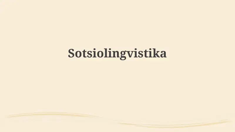 Sotsiolingvistika