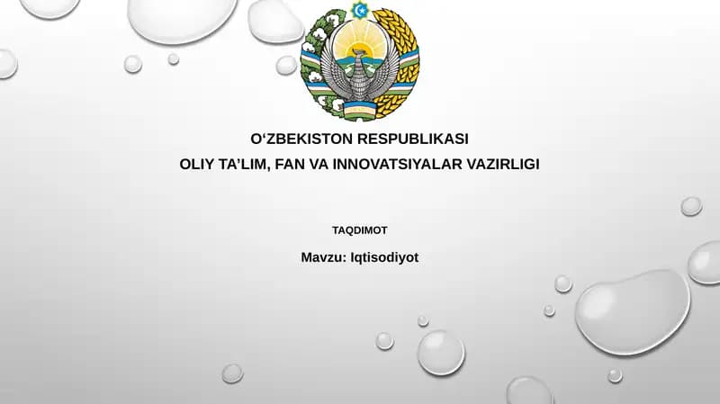Iqtisodiyotning Asosiy Tamoyillari va Tizimlari