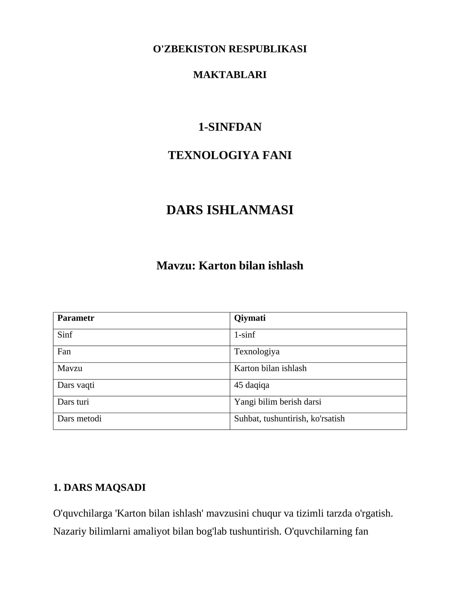 Karton bilan ishlash