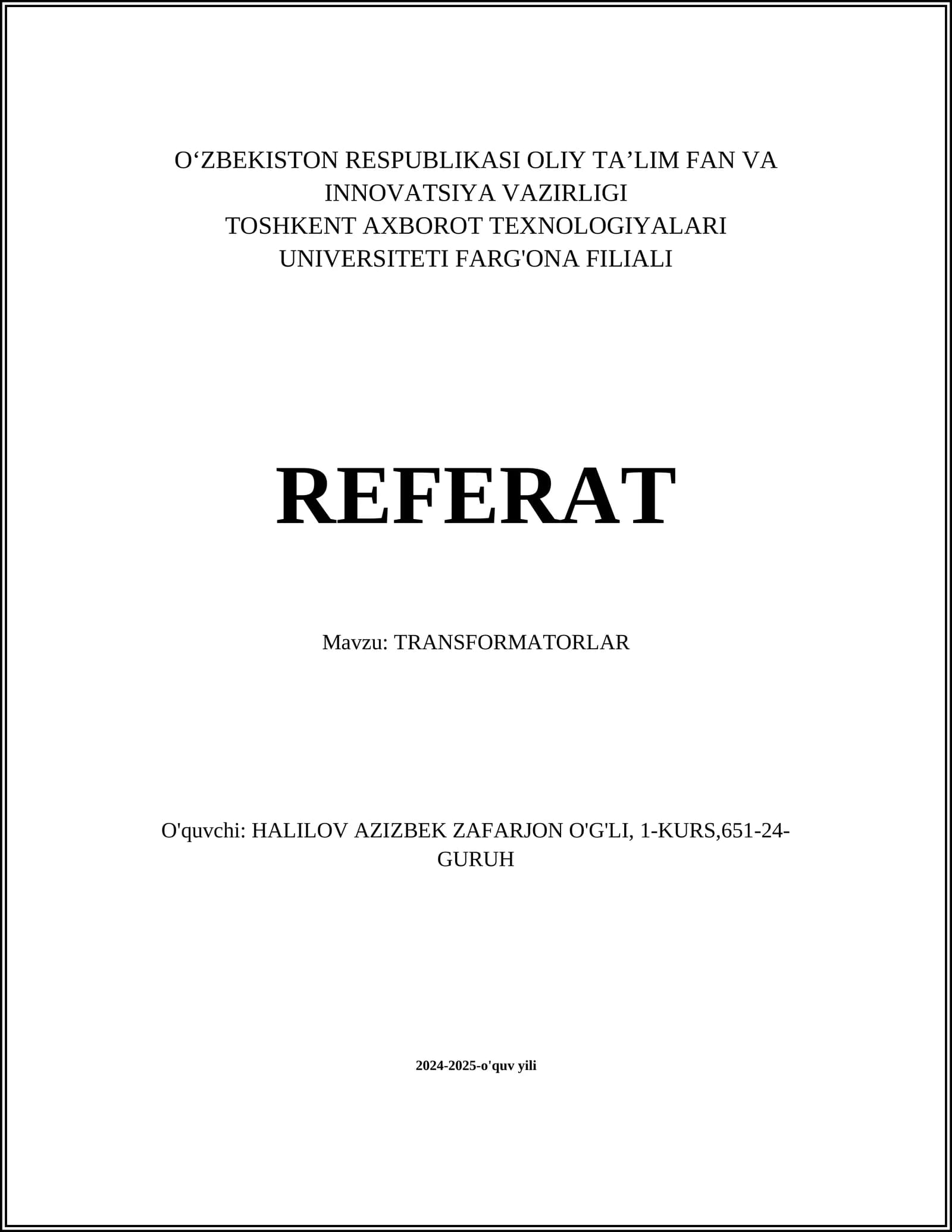 TRANSFORMATORLAR