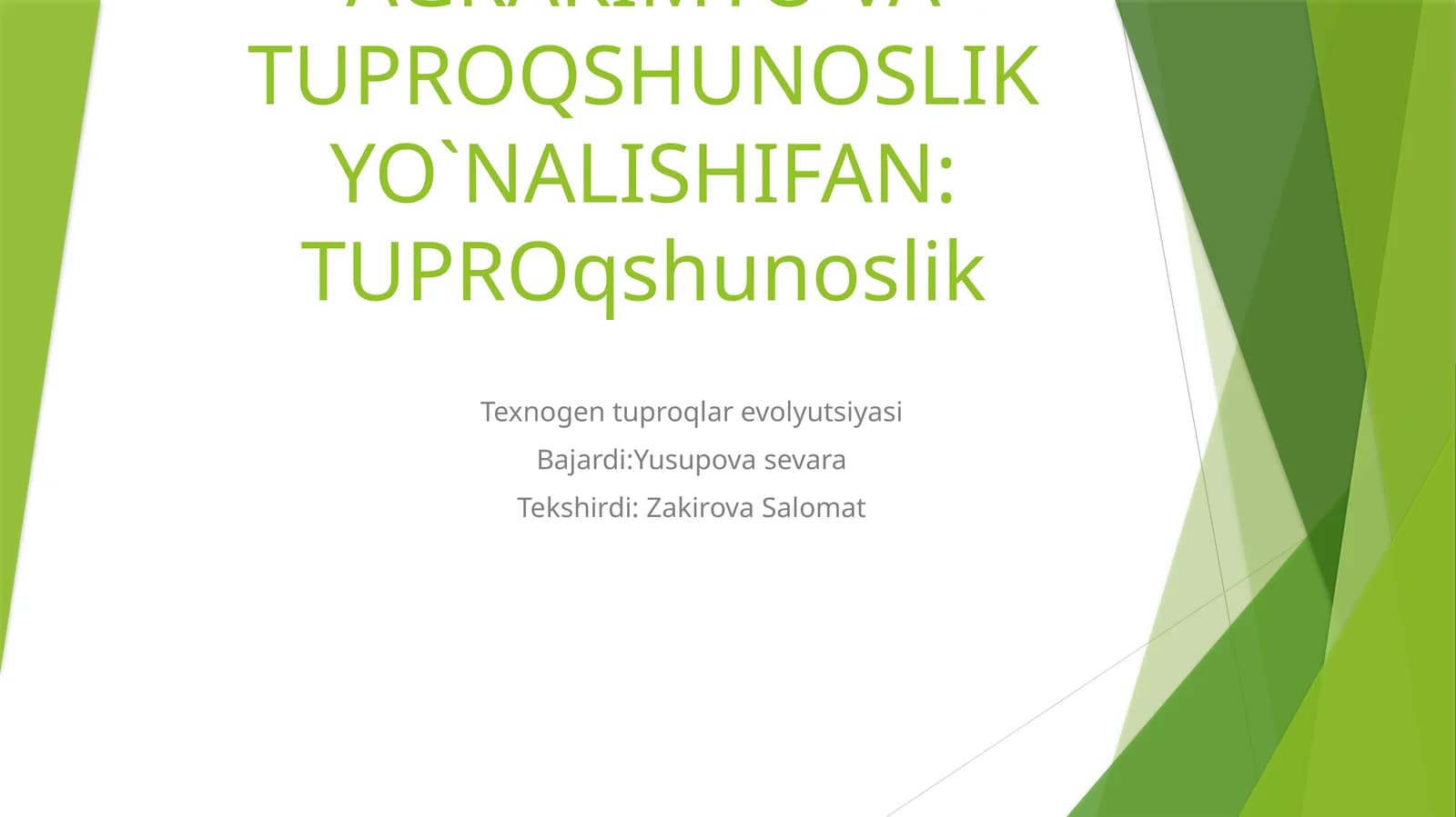 Texnogen tuproqlar evolyutsiyasi