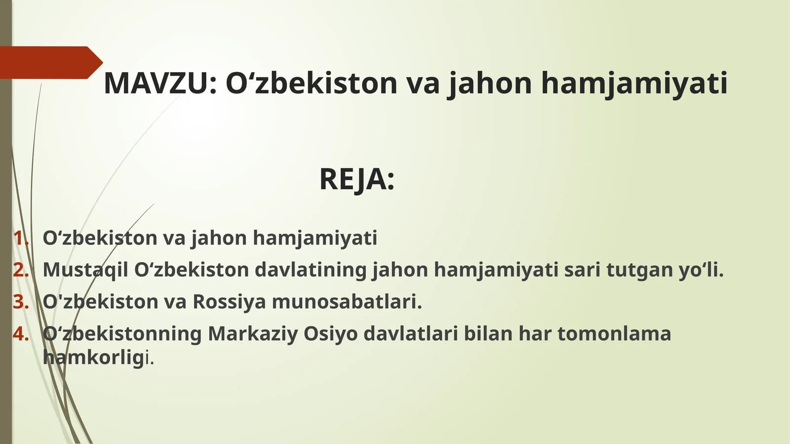 O‘zbekiston va jahon hamjamiyati