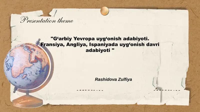 G‘arbiy Yevropa uyg‘onish adabiyoti