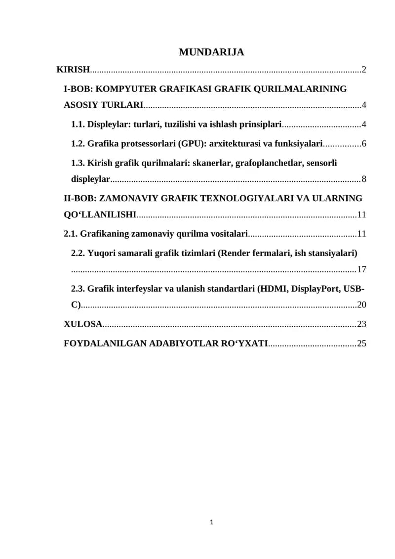 Grafikaning zamonaviy qurilma vositalari  va ularning ishlash prinsipi