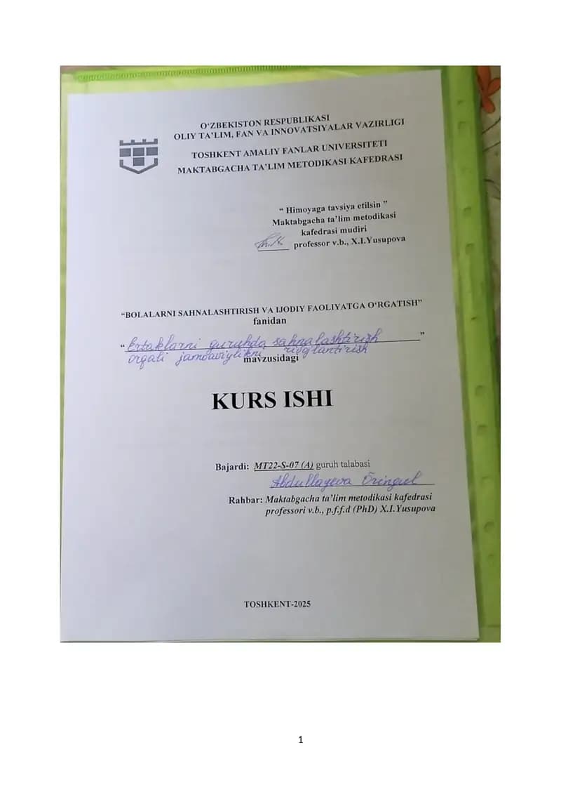 ertaklarni guruhda sahnalashtirish orqali jamoaviylikni rivojlantirish