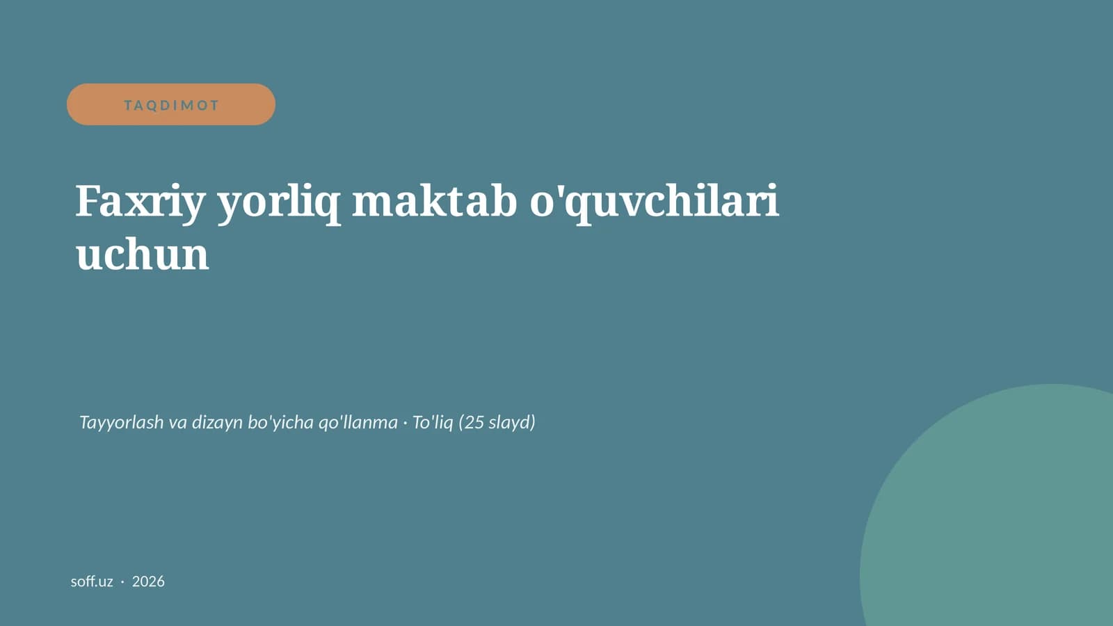 Faxriy yorliq maktab o'quvchilari uchun