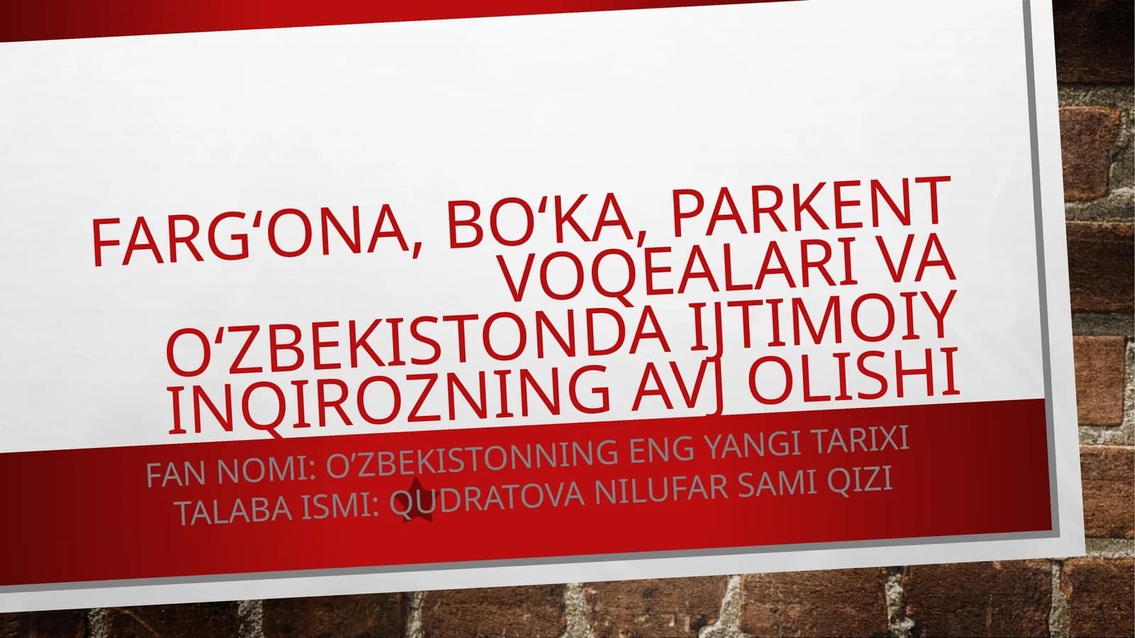 O'zbekistonning iqtisodiy inqirozi
