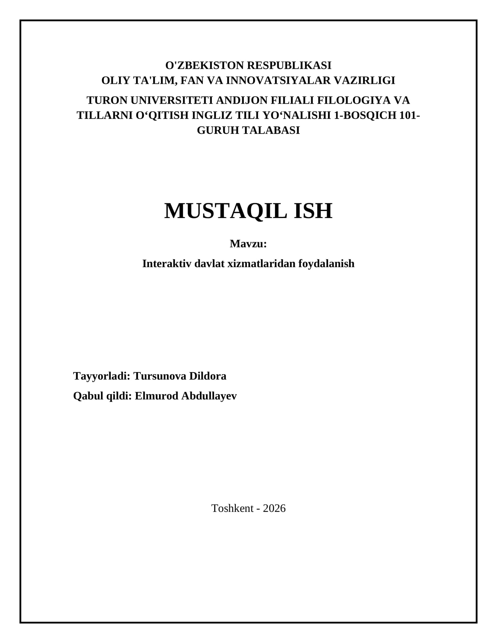 Interaktiv davlat xizmatlaridan foydalanish