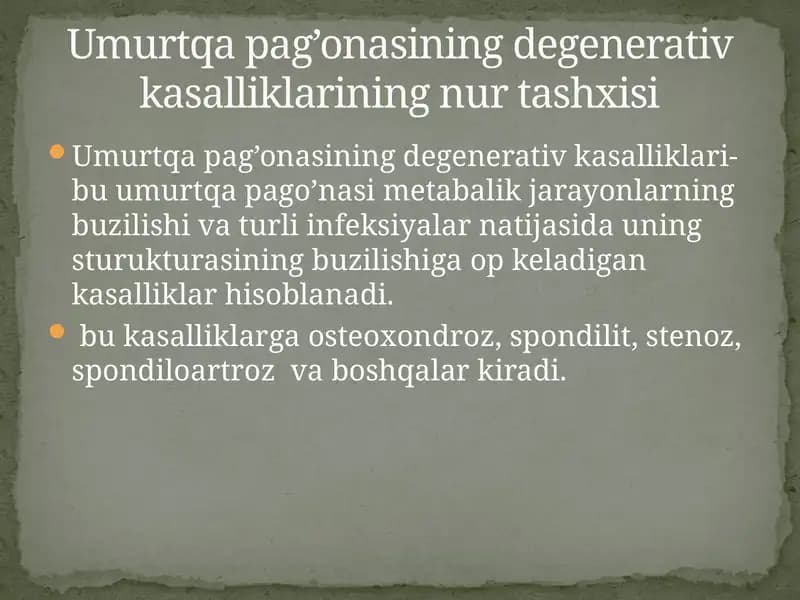 Umurtqapag’ona degenerativ kasalliklari