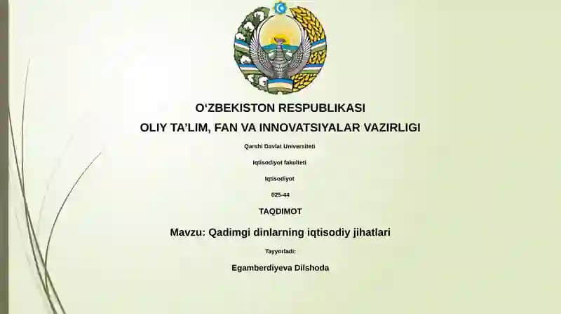 Qadimgi dinlarning iqtisodiy jihatlari