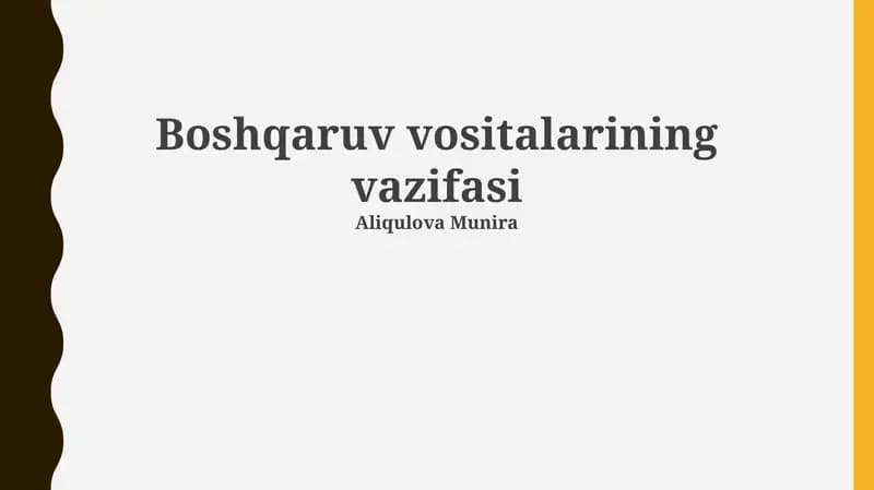Boshqaruv vositalarining vazifasi