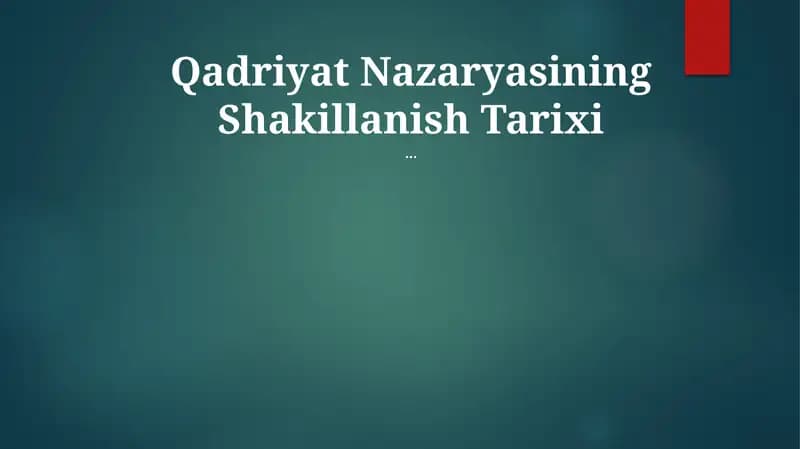 Qadriyat Nazaryasining Shakillanish Tarixi