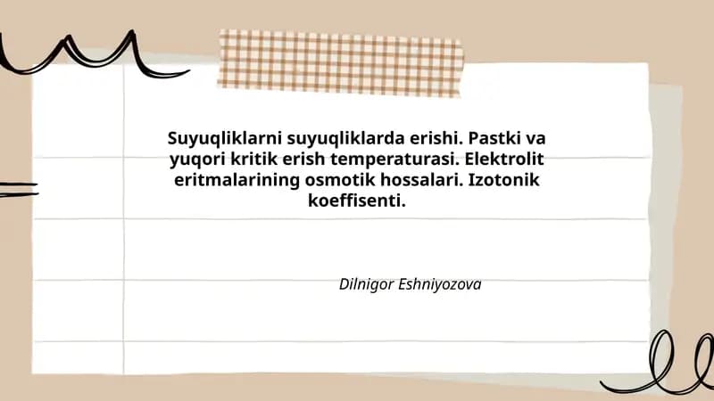 Suyuqliklarni suyuqliklarda erishi