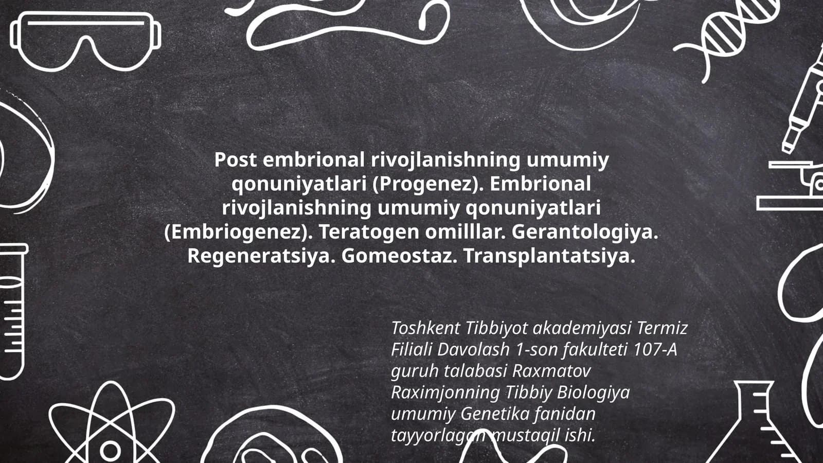Tibbiy va Biologiya fanlari uchun qo'llanma